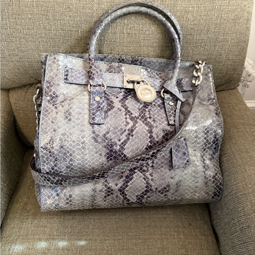 Michael Kors Gray Snake Print Shoulder Bag EUC